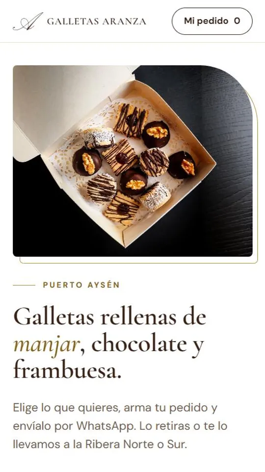 Portada de la tienda Galletas Aranza